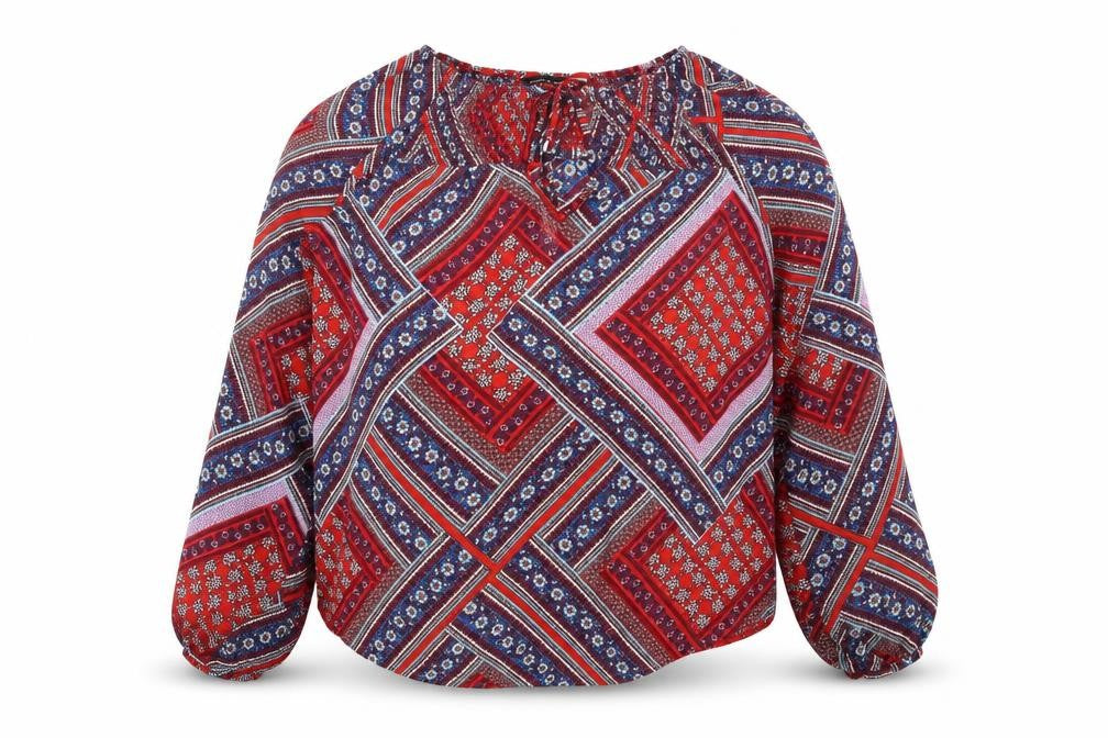 Dorothy Perkins Womens Red Geometric Polyester Basic Blouse Size 10 Scoop Neck