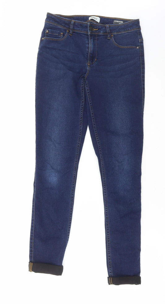 Only Womens Blue Cotton Skinny Jeans Size M L32 in Regular Button