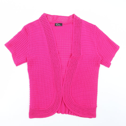CHIC Womens Pink V-Neck Cotton Cardigan Jumper Size XL