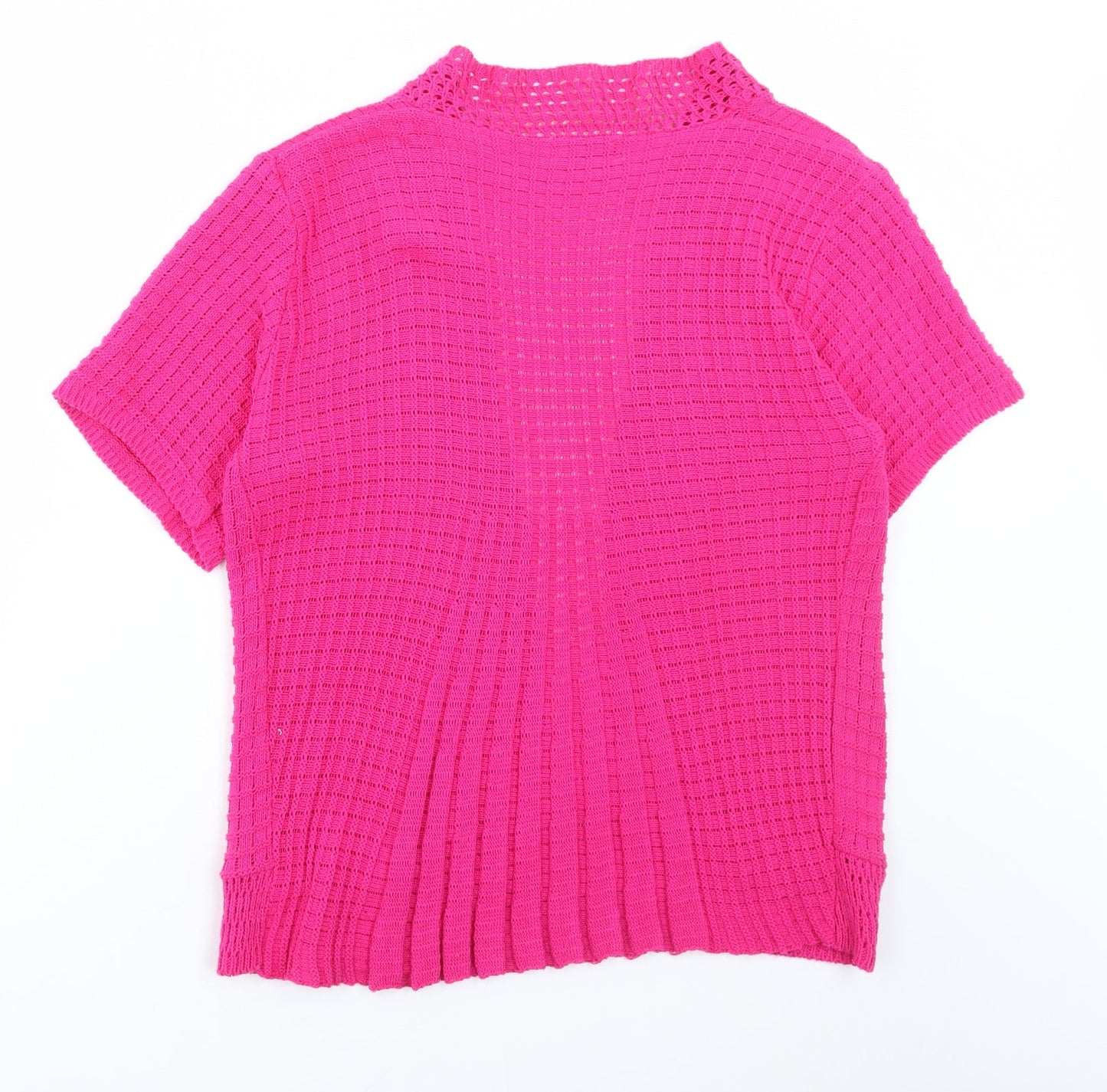 CHIC Womens Pink V-Neck Cotton Cardigan Jumper Size XL