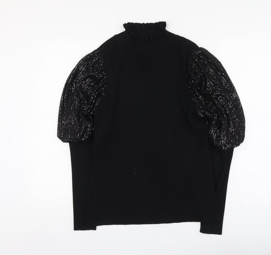 Cameo Rose Womens Black High Neck Viscose Pullover Jumper Size M