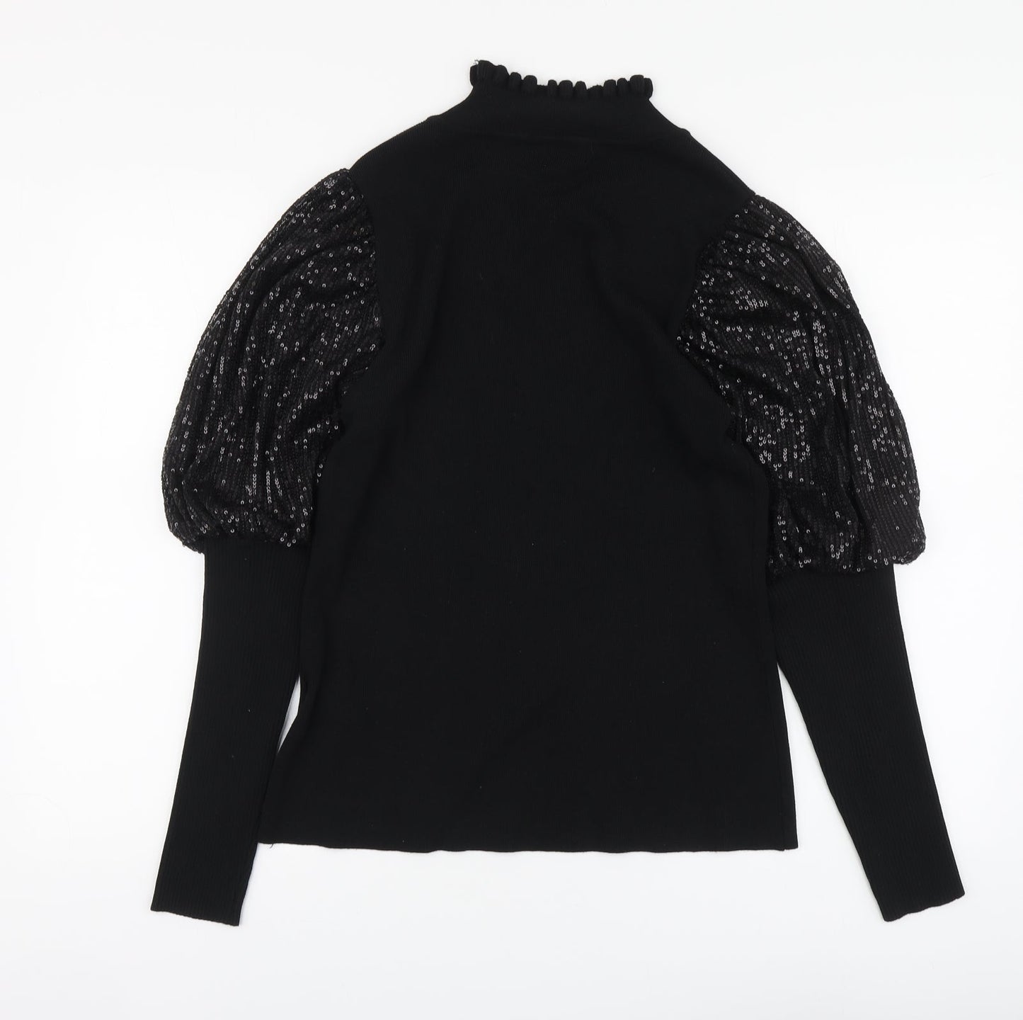 Cameo Rose Womens Black High Neck Viscose Pullover Jumper Size M