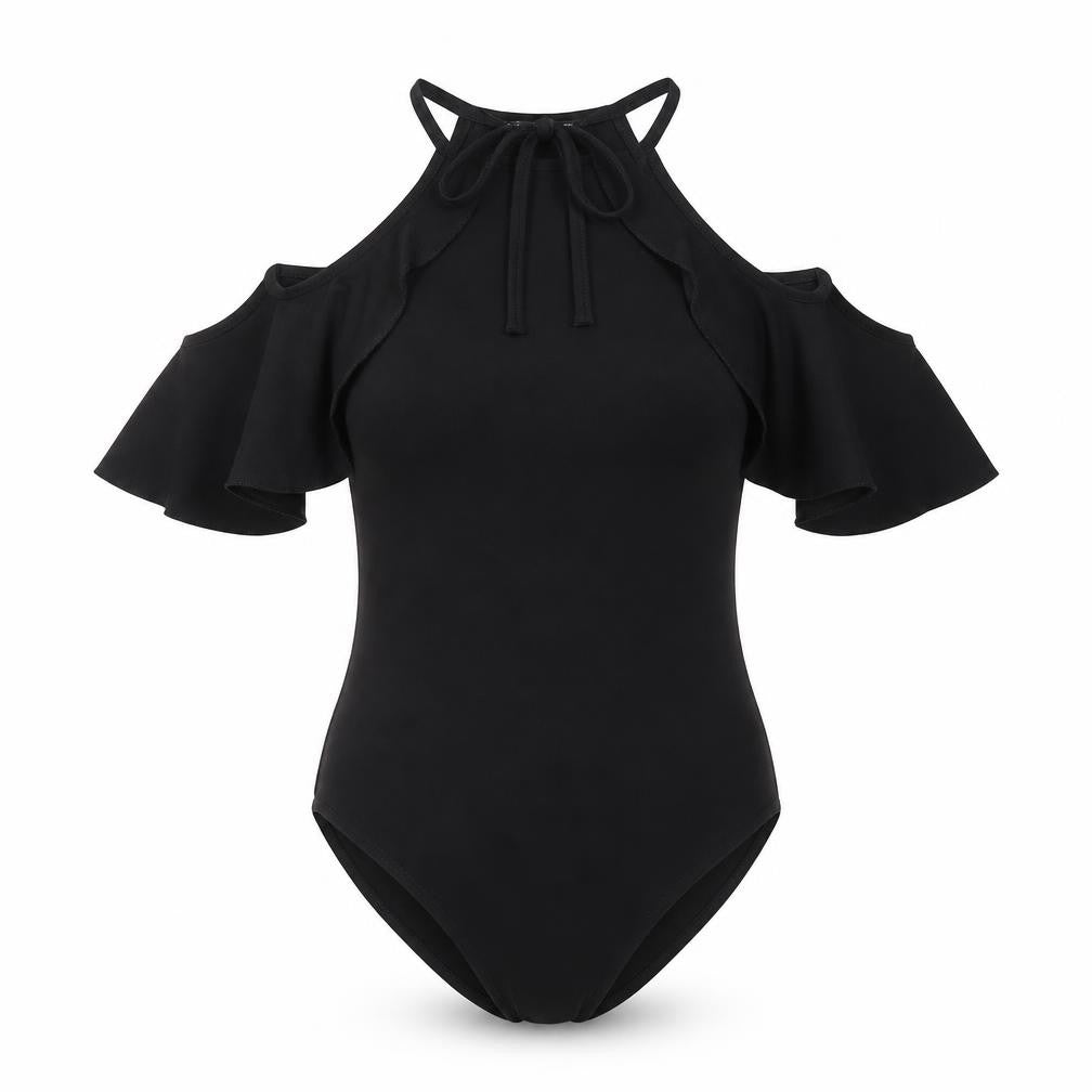 Miss Selfridge Womens Black Polyester Bodysuit One-Piece Size 12 Tie