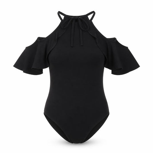 Miss Selfridge Womens Black Polyester Bodysuit One-Piece Size 12 Tie