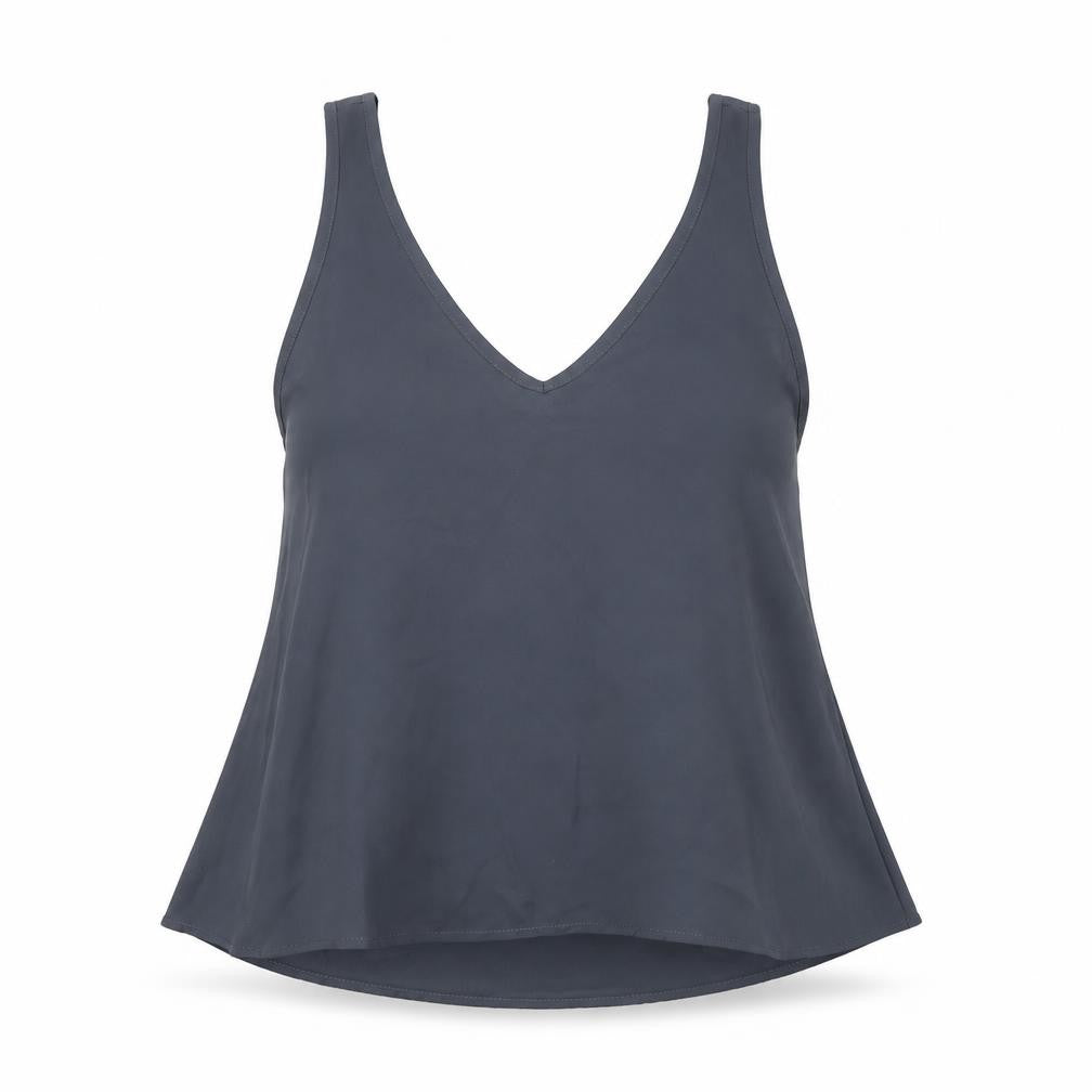 Topshop Womens Grey Polyester Basic Blouse Size 8 V-Neck