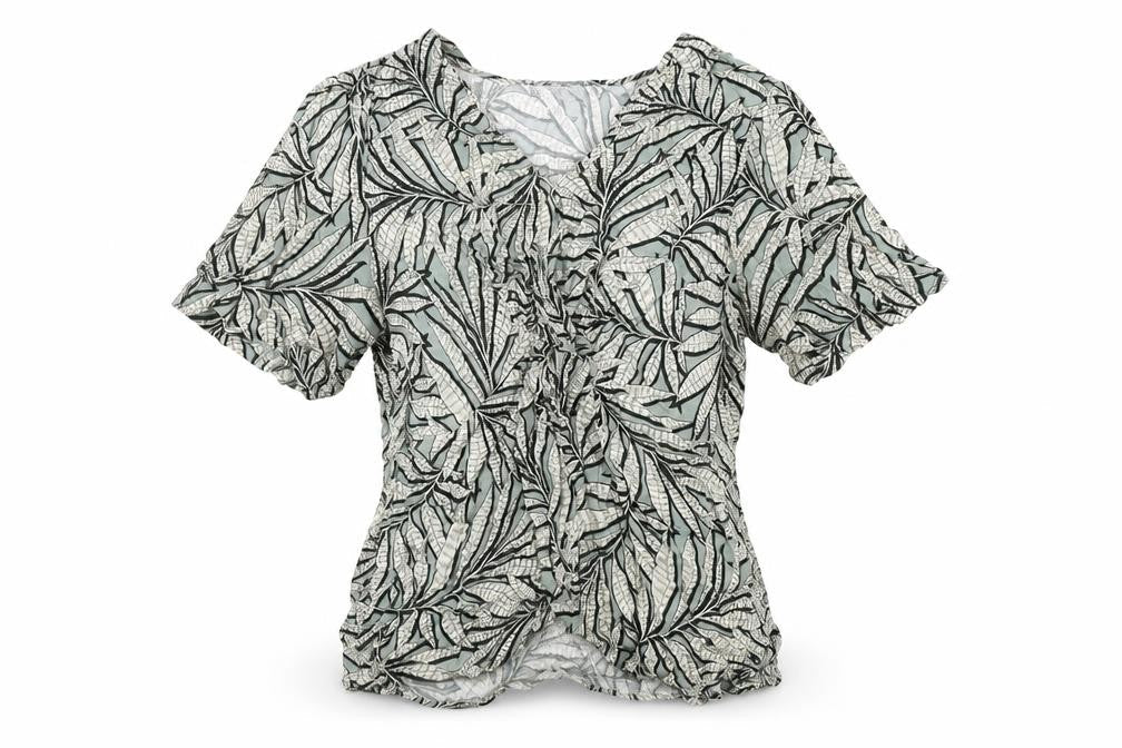 Primark Womens Green Floral Viscose Basic Blouse Size 14 Round Neck
