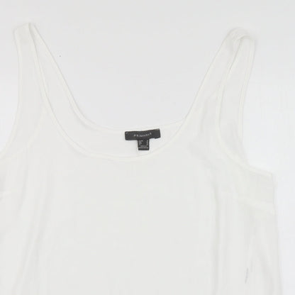 Primark Womens White Polyester Basic Tank Size 8 Round Neck