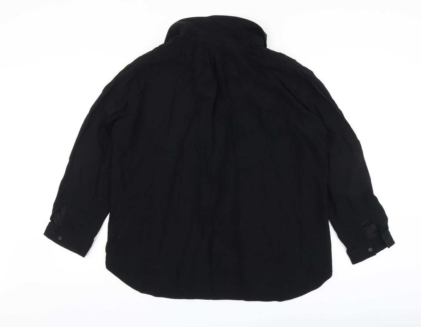 Topshop Womens Black Polyester Basic Blouse Size 10 V-Neck