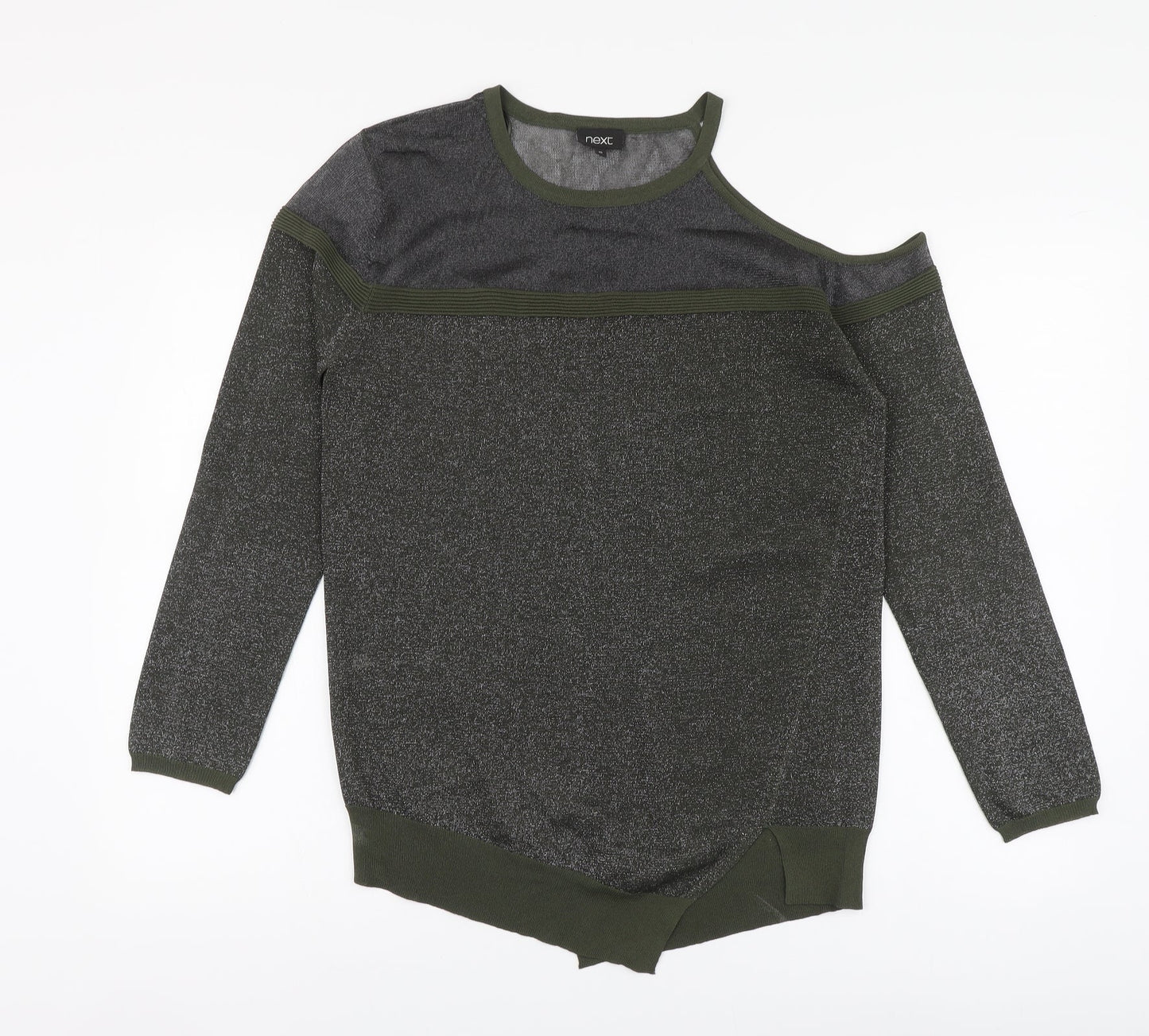 NEXT Womens Green Viscose Basic Blouse Size 10 Round Neck