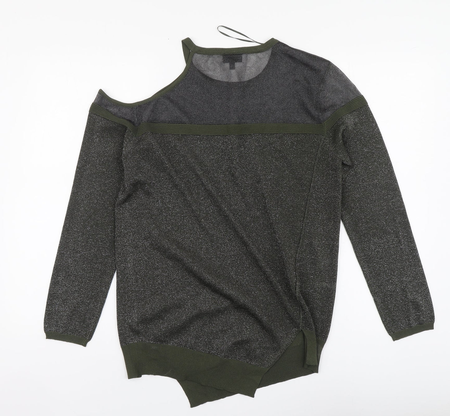NEXT Womens Green Viscose Basic Blouse Size 10 Round Neck