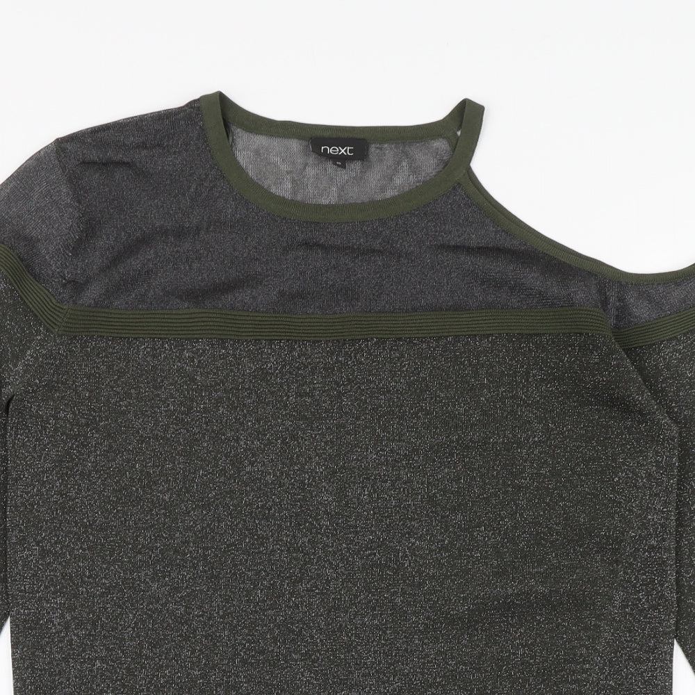 NEXT Womens Green Viscose Basic Blouse Size 10 Round Neck