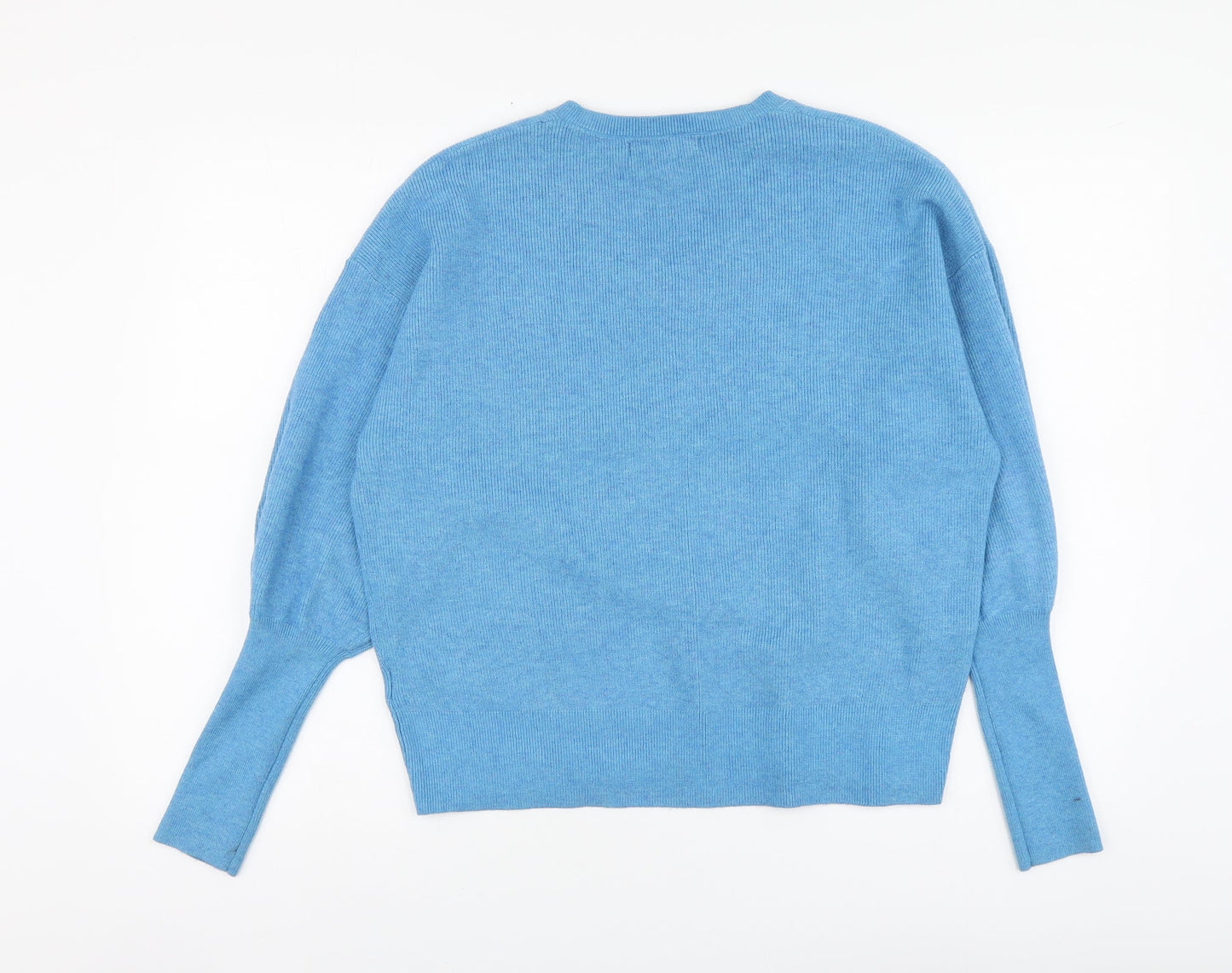 Marks and Spencer Womens Blue V-Neck Polyester Pullover Jumper Size M