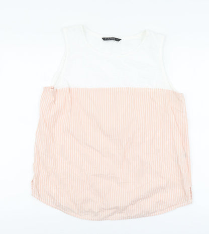 Dunnes Womens Pink Striped Cotton Basic Tank Size 14 Round Neck