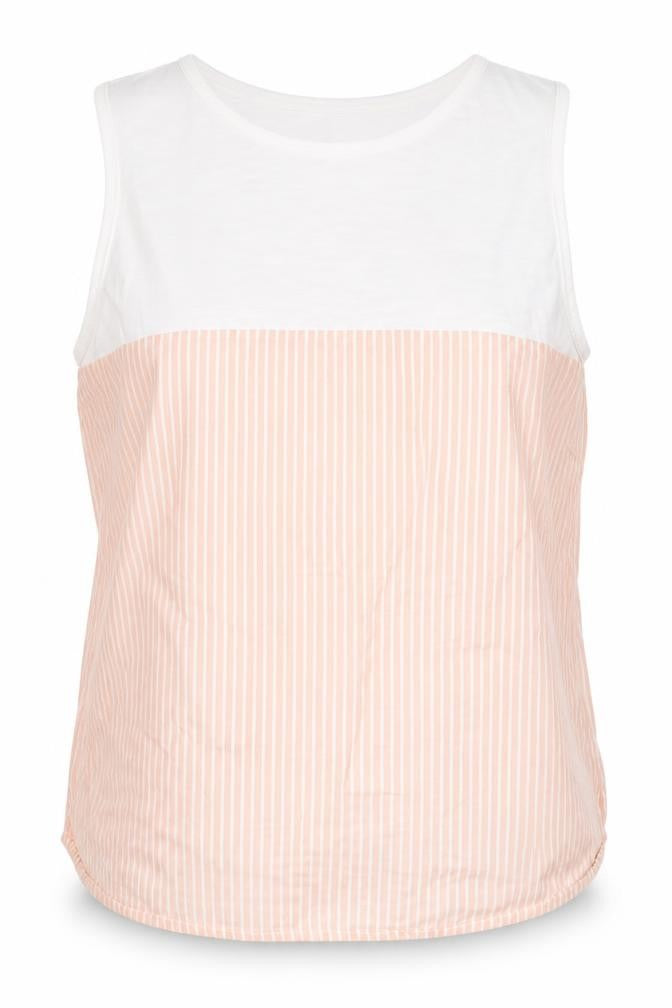 Dunnes Stores Womens Pink Striped Cotton Basic Tank Size 14 Round Neck