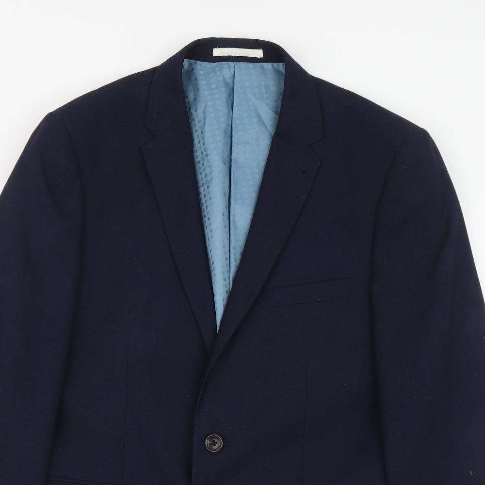 Burton Menswear Mens Blue Polyester Jacket Suit Jacket Size L