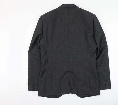 Next Mens Grey Striped Polyester Jacket Suit Jacket Size L