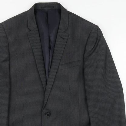 Next Mens Grey Striped Polyester Jacket Suit Jacket Size L