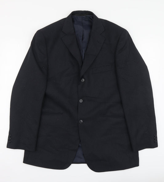 Marks and Spencer Mens Black Striped Polyester Jacket Suit Jacket Size M