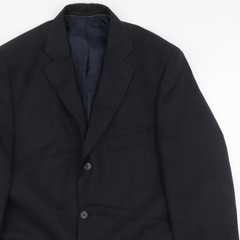 Marks and Spencer Mens Black Striped Polyester Jacket Suit Jacket Size M