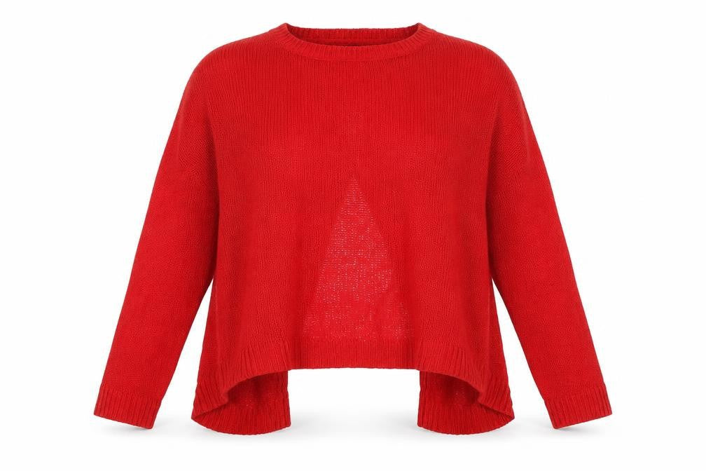 New Look Womens Red Round Neck Acrylic Pullover Jumper Size M - Open Back