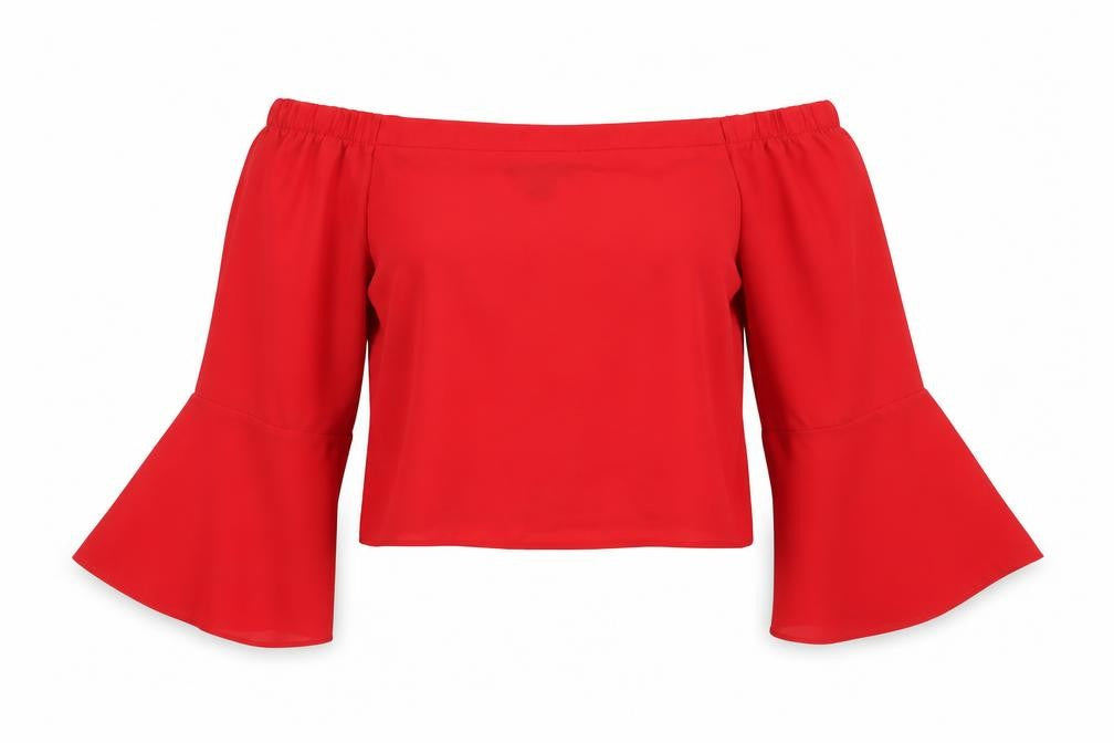 New Look Womens Red Polyester Cropped Blouse Size 10 Square Neck