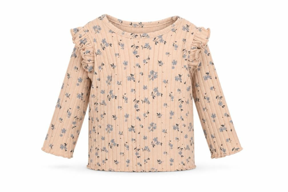 George Girls Beige Floral Polyester Basic Casual Size 3-6 Months Crew Neck Pullover - Ribbed Fabric