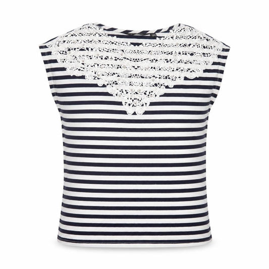 Dorothy Perkins Womens Blue Striped Cotton Basic T-Shirt Size 12 Crew Neck - Blue & White