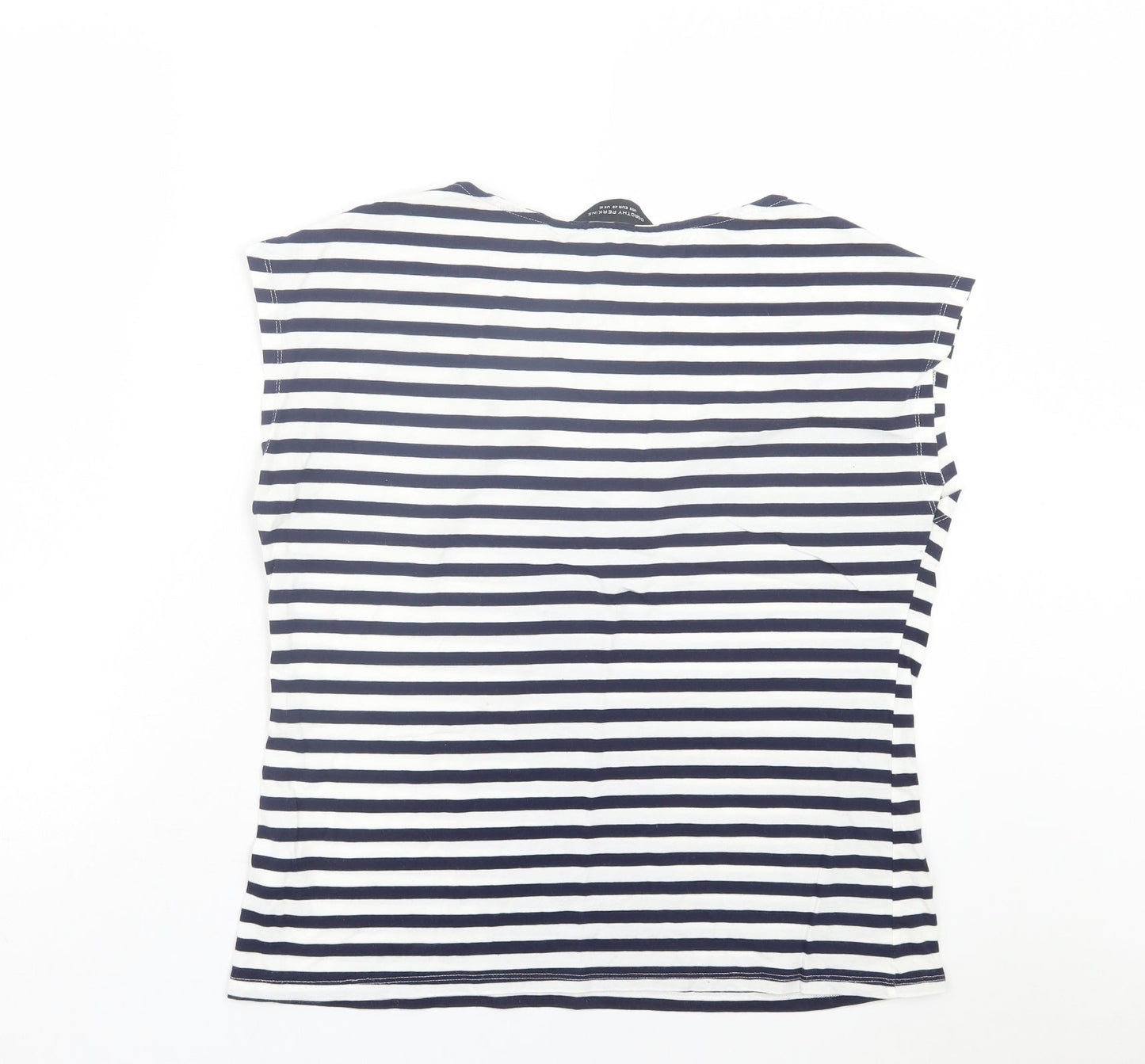 Dorothy Perkins Womens Blue Striped Cotton Basic T-Shirt Size 12 Crew Neck - Blue & White