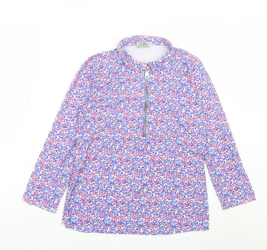 FM Collection Womens Multicoloured Geometric Polyester Basic T-Shirt Size S Collared - 3/4 Sleeves