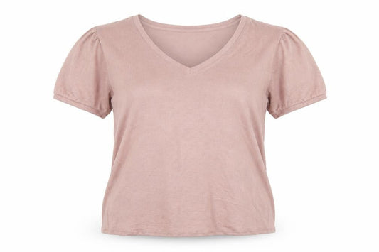 Mod Ref Womens Pink Viscose Basic T-Shirt Size L V-Neck - Tight Knit