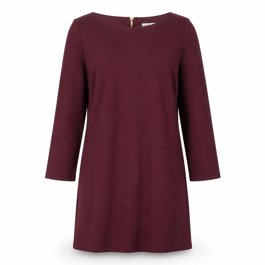 VILA Womens Purple Polyester Shift Size S Crew Neck Zip - Burgandy