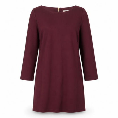 VILA Womens Purple Polyester Shift Size S Crew Neck Zip - Burgandy