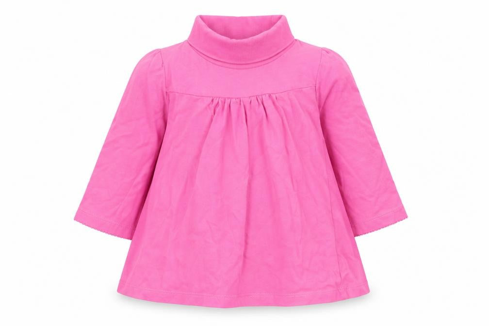 Mini Club Girls Pink Cotton Skater Dress Size 9-12 Months Roll Neck Pullover