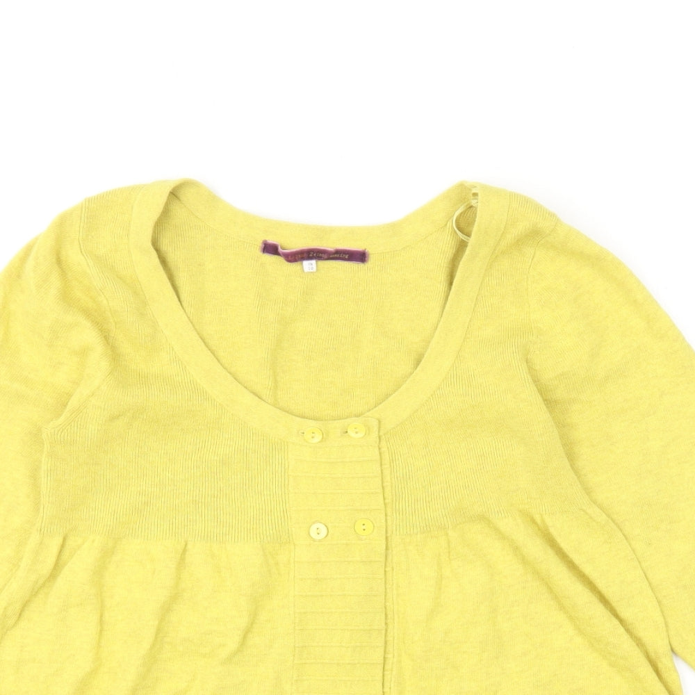 River Island Womens Yellow Scoop Neck Cotton Pullover Jumper Size 10