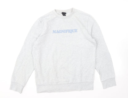 H&M Womens Grey Polyester Pullover Sweatshirt Size S Pullover - Magnifique