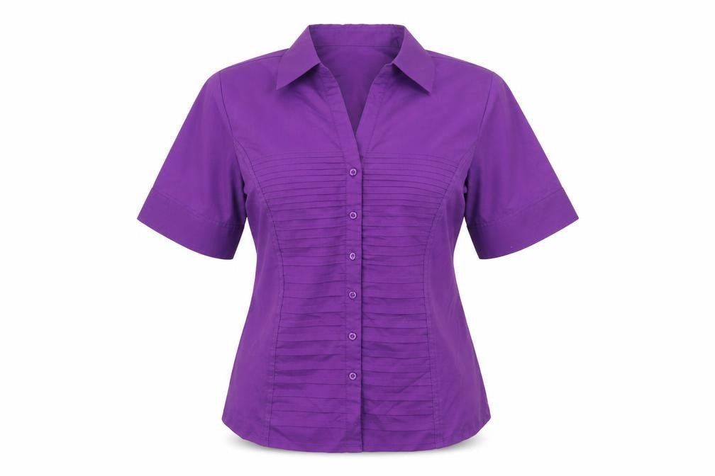 Laura Scott Womens Purple Cotton Basic Button-Up Size L Collared