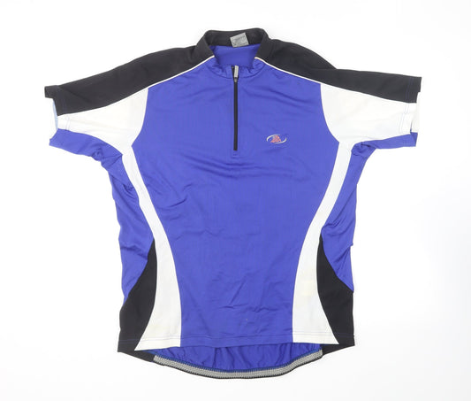Polaris Mens Blue Polyester Pullover T-Shirt Size XL Collared Zip