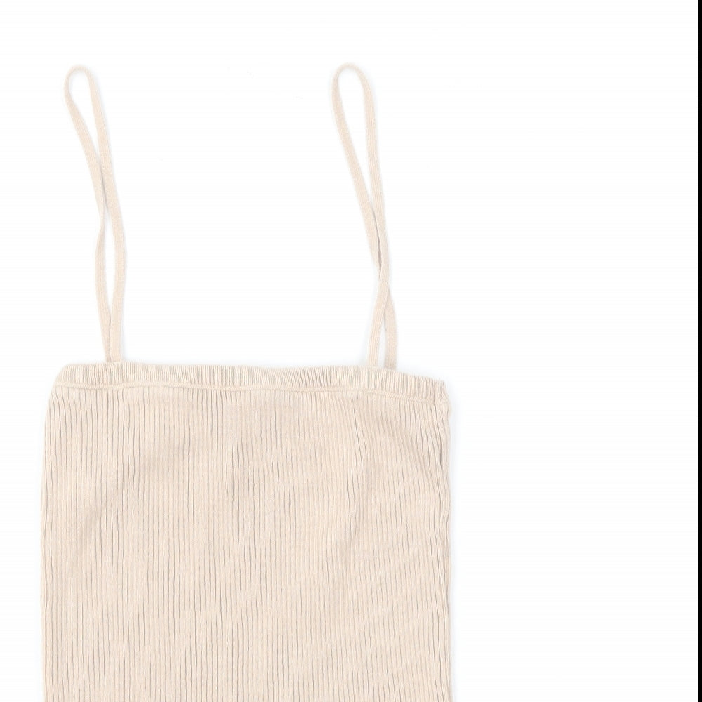 ASOS Womens Brown Acrylic Camisole T-Shirt Size 6 Square Neck