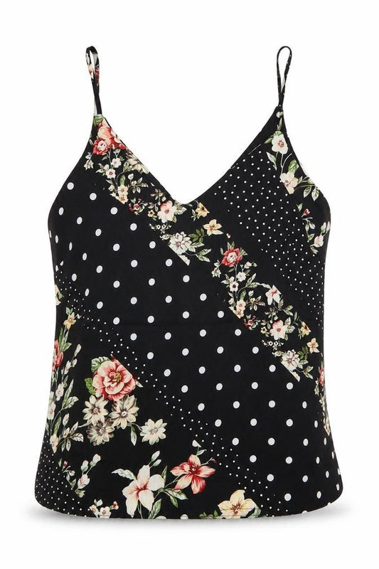 New Look Womens Multicoloured Floral Polyester Camisole T-Shirt Size 8 V-Neck