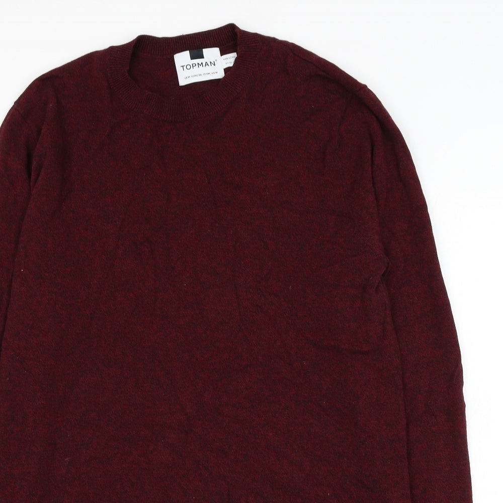 Topman Mens Red Round Neck Cotton Pullover Jumper Size M