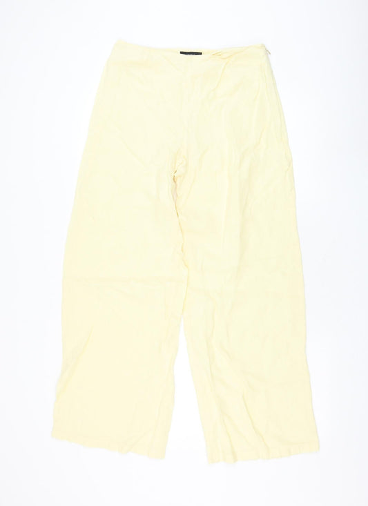Michelle O'Doherty Womens Yellow Polyester Trousers Size 8 L30 in Regular Zip