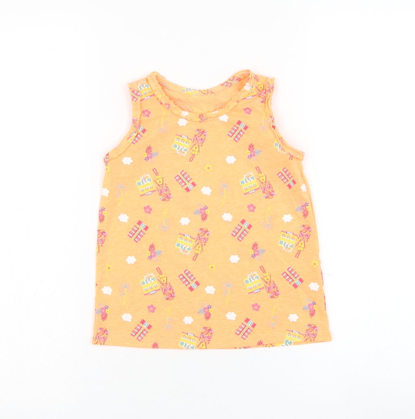 Matalan Girls Orange Geometric Polyester Basic Tank Size 4-5 Years Round Neck Pullover - Holiday