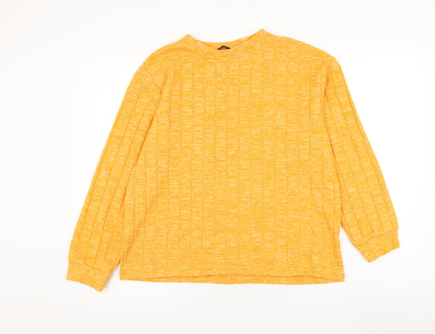 Marks and Spencer Womens Orange Round Neck Viscose Pullover Jumper Size 14