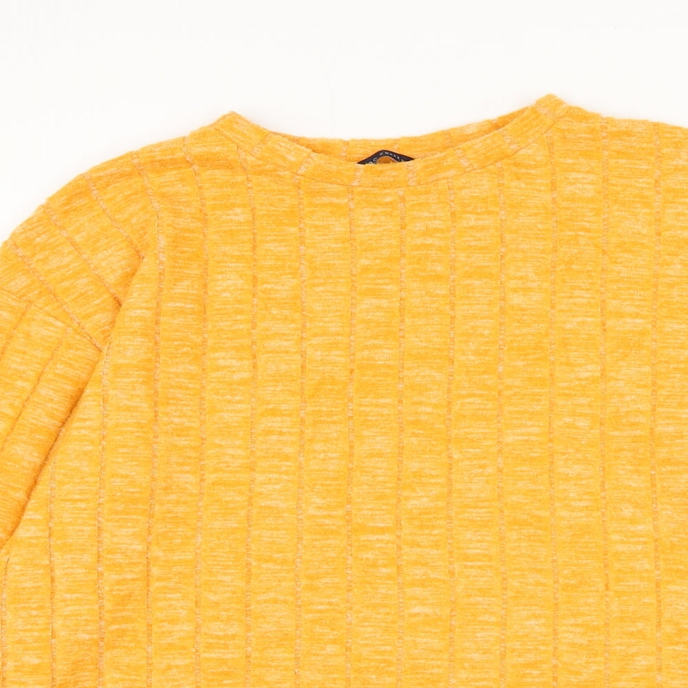 Marks and Spencer Womens Orange Round Neck Viscose Pullover Jumper Size 14