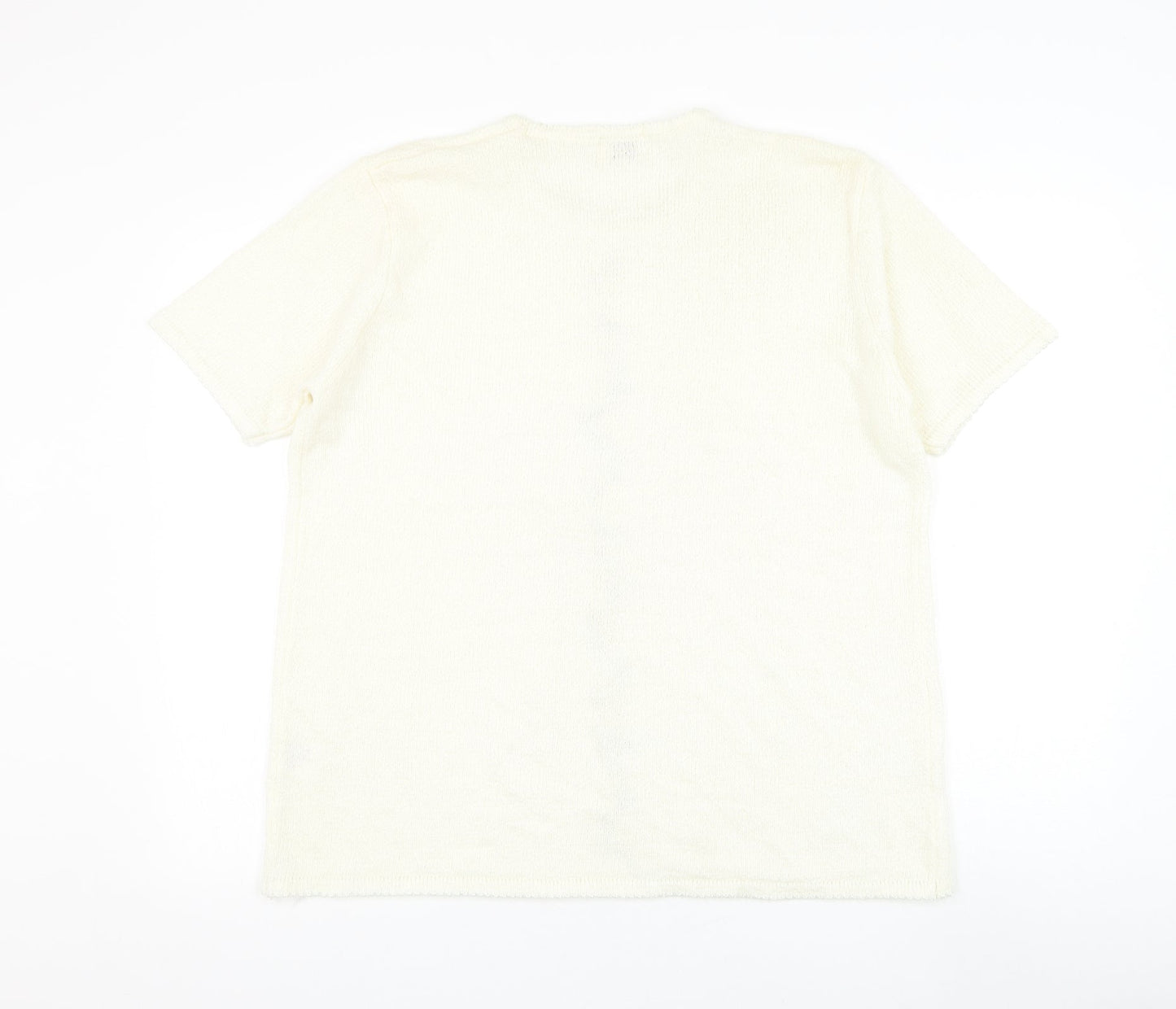 Bonmarché Womens Ivory Round Neck Acrylic Pullover Jumper Size XL - Flowers