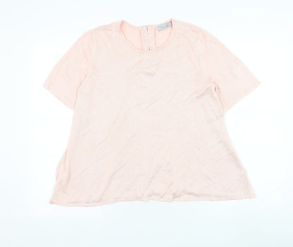 Marks & Spencer Womens Pink Round Neck Viscose Pullover Jumper Size 14