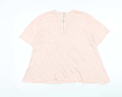 Marks & Spencer Womens Pink Round Neck Viscose Pullover Jumper Size 14