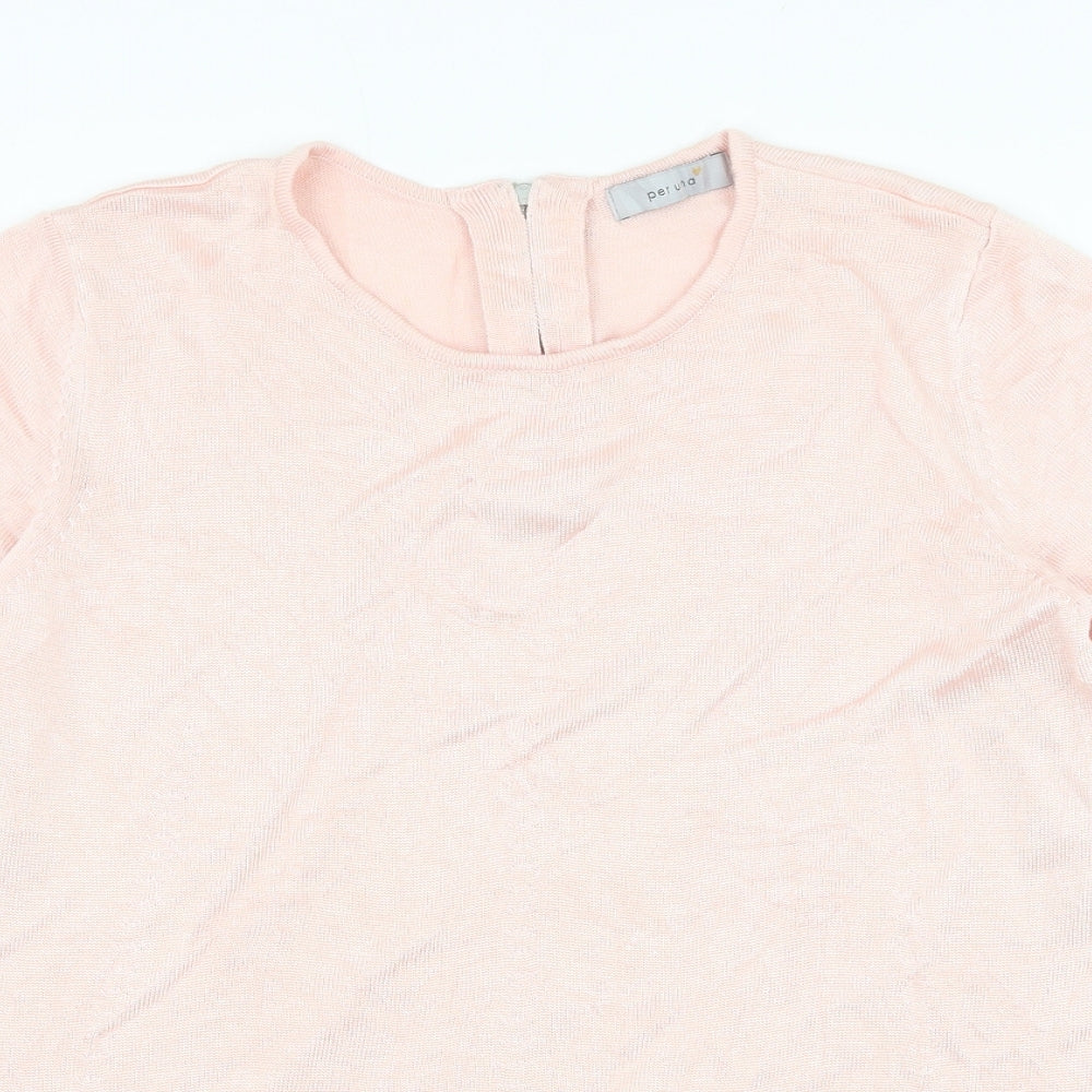 Marks and Spencer Womens Pink Round Neck Viscose Pullover Jumper Size 14