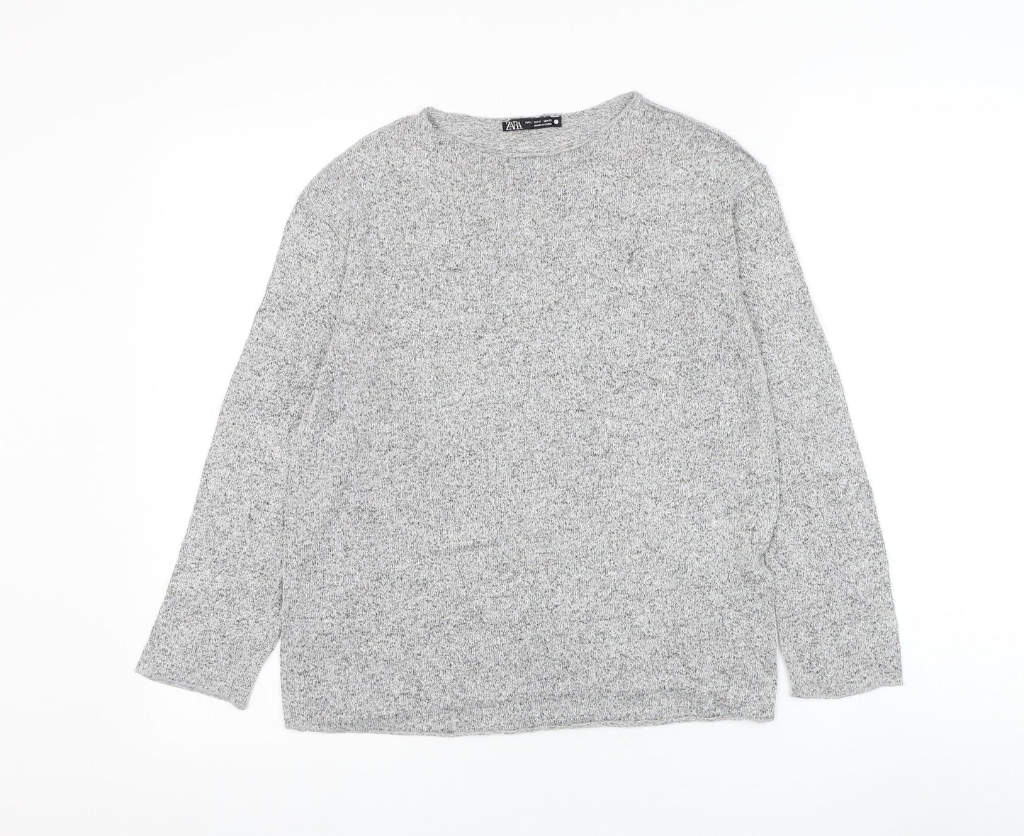 Zara Womens Grey Round Neck Polyester Pullover Jumper Size S