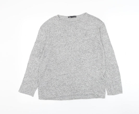 Zara Womens Grey Round Neck Polyester Pullover Jumper Size S